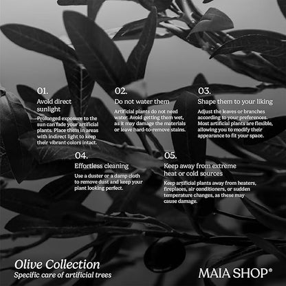 Maia Shop 71in Artificial Olive Tree Plant for House, Apartment or Office – Realistic Fake Indoor Plants for Living Room, Kitchen, Bedroom, Entryway or Bathroom – Faux Greenery for Home Décor