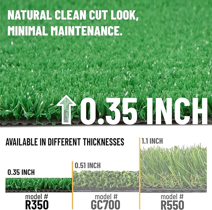 Ottomanson Artificial Grass Turf 2'7" x 34' Indoor Outdoor Faux Grass Rug with Drainage Holes, Customizable with Extra Long Size Options, Perfect for Patio Lawn Balcony Weddings Photoshoot Backdrop