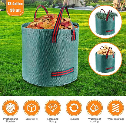 Thatch Rake for Lawns - 15” Wide Dethatcher Rake with Upgraded Dual-Action Tines & 57” Adjustable Handle, Heavy Duty Steel Garden Rake Includes Reusable Waste Bag and Gloves