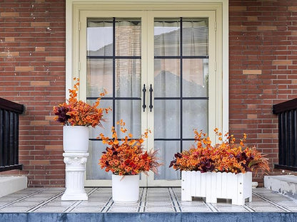 17 Bundles Artificial Fall Flowers for Outdoor Faux Fall Orchid Mums Flowers for Outside Garden Yard Window Thanksgiving Autumn Decor Fall Decorations for Home
