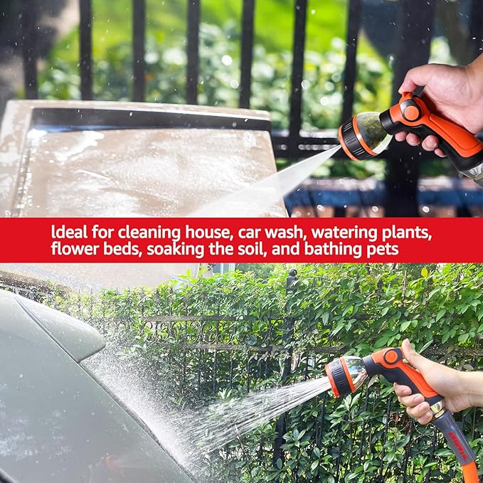 YAMATIC Garden Hose Nozzle, 10 Adjustable Spray Nozzle, Heavy Duty Water Hose Nozzle with THUMB CONTROL ON OFF VALVE for Watering Plants,Lawn Washing Cars,Cleaning,Showering Pets & Outdoor Fun