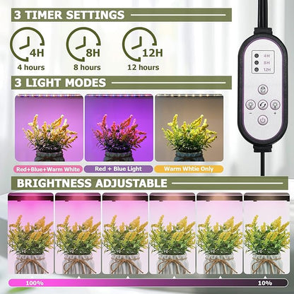 TC-HOMENY Plant Stand Indoor with Grow Lights, 45" Tiered Metal Plant Shelf, 45" Tall Plant Stand for Indoor Plants Multiple, Large Plant Rack Display Shelves, Corner Plant Holder for Living Room, Patio