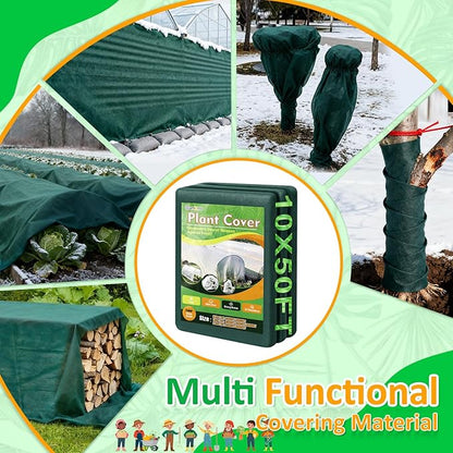 Green Plant Covers Freeze Protection, 10 x 50 ft - 1.5 oz/yd² Frost Cloths for Outdoor Plants, Tree Covers Freeze Protection, Winter Garden Blanket, Sun Cover for Plants for Greenhouse, Vegetables