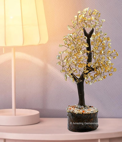 Citrine Crystal Tree Fung Shui Crystal Money Tree, Dubai Citrine Stone Piedra Citrina Healing Energy (Gift-Box Added)