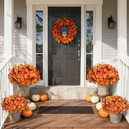 18 Bundles Fall Artificial Flowers for Outdoor, UV Resistant Fake Flowers, Silk Faux Pansies Flowers for Thanksgiving Decoration Planters Home Garden Office Patio Front