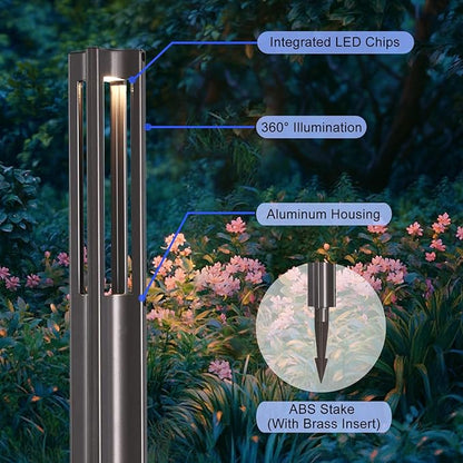 Energetic Low Voltage Landscape Lighting, IP65 Waterproof LED Pathway Lighting, Aluminum Outdoor Landscape Path Lights for Garden, 12-24V AC/DC Walkway Lights, 3000K Warm White, Bronze, 4 Pack