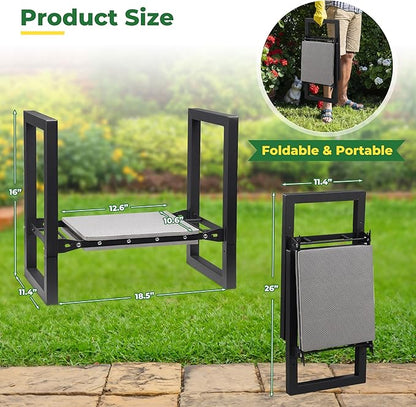 Garden Kneeler and Seat, Folding Garden Stool with 12.6" Soft Kneeling Pad for Kneeling & Sitting, Ideal Gifts for Women, Men, Seniors