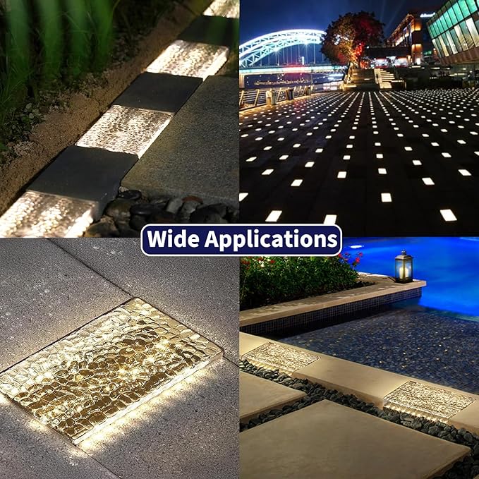 Solar Paver Outdoor Lights, 6x9 Recessed Brick Light, Heavy Duty IP67 Waterproof LED, Landscape Lighting for Ground, Pool, Garden, Driveway (Warm White, 1Pack)