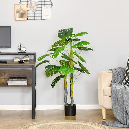 HOMCOM 4FT Artificial Monstera Tree, Faux Decorative Plant in Nursery Pot for Indoor or Décor