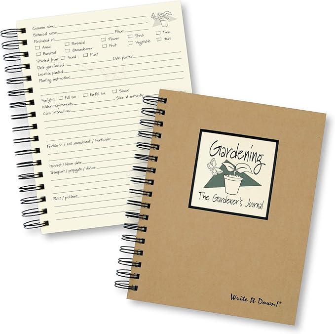 Write it Down series by Journals Unlimited, Guided Journal, Gardening, The Gardener's Journal, Full-size 7.5"x 9", Kraft Hard Cover, Made in USA