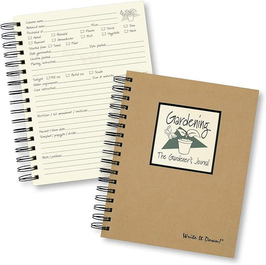 Write it Down series by Journals Unlimited, Guided Journal, Gardening, The Gardener's Journal, Full-size 7.5"x 9", Kraft Hard Cover, Made in USA