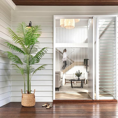 Artificial Palm Tree 5.5FT Tall Fake Tree Nearly Natural Large Tropical Faux Plant Faux Areca Palm Tree with Real Bark Design Artificial Silk Plant for Outdoor Home Office Living Room Decor