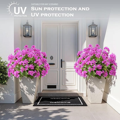 4 Pcs Artificial Flowers Bougainvillea Outdoor Artificial Plants Faux Flowers with Stems Silk Flowers for Wedding Porch Living Garden Decor Without Vase (4PCS,Light Purple)