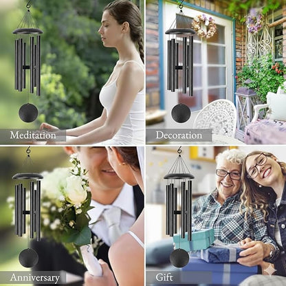 Wind Chimes for Outside Deep Tone, 38" Large WindChimes with 6 Tubes, 100% Rustproof Aluminum, Memorial Gift or Garden Patio Porch and Outdoor Décor(Silver)