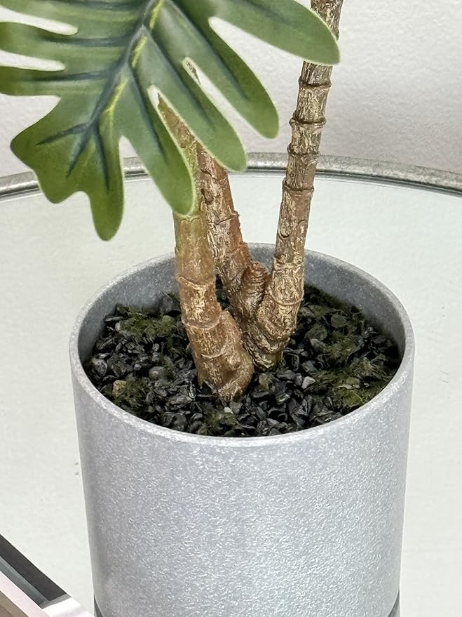 Angel Isabella 18"-Potted Tabletop Faux Philodendron Plant-Home Office Decor Lush Green