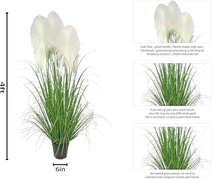 Artificial Plant 47in(1pack) Tall Artificial Grass Plant,Faux Plants Indoor Home Decorative Artificial Plants & Flowers in Pot Fake Plant