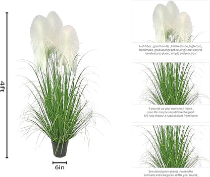 Artificial Plant 47in(1pack) Tall Artificial Grass Plant,Faux Plants Indoor Home Decorative Artificial Plants & Flowers in Pot Fake Plant