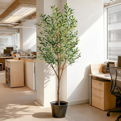 Tall Fake Olives Trees Large Artificial Olive Tree Indoor Outdoor Realistic Floor Plant Faux Flowers Plants for House Home Living Room Bedroom Office Front Porch Modern Farmhouse Boho Decor