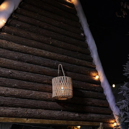 Cooo Large Solar Rope Lantern Outdoor Hanging – Handwoven Jute Rope Lantern with Warm Edison Bulb, IP65 Waterproof Solar Powered Garden Light for Porch Patio, Yard Christmas Decorations, 8.27” Tall