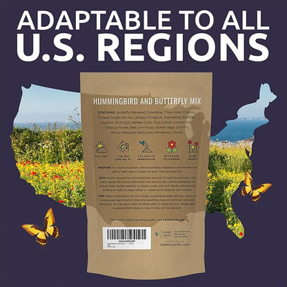 Bulk Wildflower Seeds Butterfly and Hummingbird Mix - 1 Pound Bag - Over 120,000 Open Pollinated Annual and Perennial Seeds