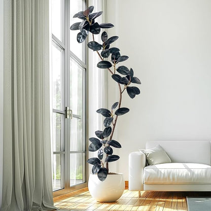 7.2ft Artificial Rubber Tree Faux Plants Indoor Faux Floor Artificial Trees Indoor,Fake Plant Fake Tropical Plants,Large Floor,Real Touch Rubber Tree for Home Decor