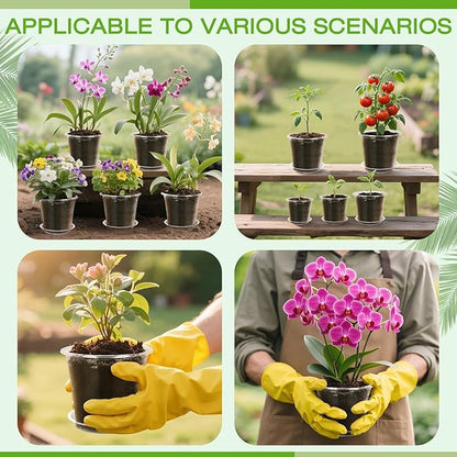 4 Inch Clear Nursery Pots with Drainage Trays, 15 Pack Plastic Pots for Plants, Clear Pot for Seed Starting, Transplanting, Succulents, and Indoor Gardening (4 inch)