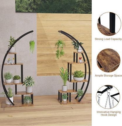 Plant Stand Indoor,5 Tiered 56" Tall Metal Plants Shelf,Large Plant Rack Display Shelves, Curved Plant Holder for Living Room, Patio