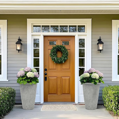 20" Tall Planters Set of 2, High-Density Resin Fluted Outdoor Pots for Plants, Versatile Indoor/Outdoor Flower Pots w/Drainage Holes for Patio, Garden, Porch & Living Room Decor, Ideal Gift