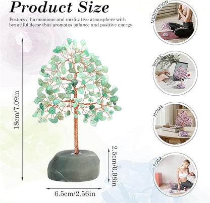 SITUMEIZI Green Aventurine Tree 7.09IN Healing Stones Natural Crystals Base Copper Wire Tree Life Reiki Green Gifts for Women Room Office Desk Decor Spiritual Meditation Energy