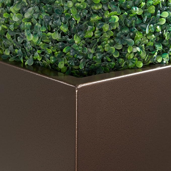 Wallowa Metallic Heavy Tall Outdoor/Indoor Planter Box 14Lx14Wx30H Inches, Rectangular Tall Planter, Large Flowerpot, ‎25 Pounds, Espresso, No Assembly Required 1 Pack