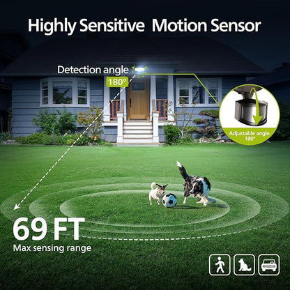 Philips 72W 7400LM LED Security Lights w/PIR Motion Sensor Outdoor, 5000K Daylight Dusk to Dawn Aluminum Flood Light, 3 Adjustable Heads, Waterproof for Garage, Yard, Porch