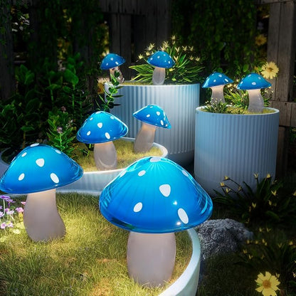 Upgraded Solar Mushroom Lights Outdoor, 9 Pack Garden Stake Light with 8 Lighting Modes, IP65 Waterproof Solar Pathway Fairy Decor for Yard/Flower Bed/Patio/Landscape/Backyard, Christmas Gift, 30 FT