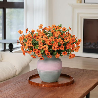mizii Artificial Flowers for Outdoors 20 Bundles Realistic Faux Silk Flower UV Resistant Fake Plants Outside Decorations for Patio Garden Balcony Yard Porch Summer Indoor Home Decor (Orange)