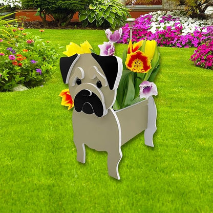Pug Dog Planter Plant Pots,Cute Dog Flower Planter,Gifts for Pet Lovers,Unique Animal Plant Pots,Office,Indoor Outdoor Garden Decor(9.45 * 7.17 * 10.87in)