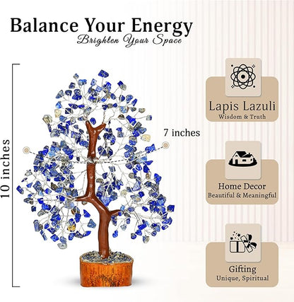 YATSKIA Lapis Lazuli Crystal - Crystal Tree - Feng Shui Decor - Tree of Life - Meditation Accessories - Desk Decorations, Spirtual Things, Good Luck Gifts