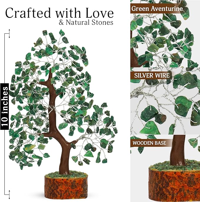 YATSKIA Green Aventurine - Crystal Tree, Gemstone Tree, Chakra Tree of Life, Balancing Tree, Healing Crystal, Crystal and Stone Decor, Fungshui Decorations, Positive Energy Gifts for Women