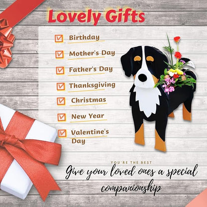 Bernese Mountain Dog Planter,Cute Large Dog Flower Pots,Gifts for Pet Lovers,Unique Animal Plant Pots,Office,Indoor Outdoor Garden Decor(9.84 * 7.3 * 17in)