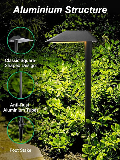 5W RGBW Low Voltage Landscape Lights LED Pathway Lights with Connectors,IP66 Waterproof Color Changing Landscape Lighting 12-24V Landscape Path Light for Walkway Garden Yard Lawn (12Pack)