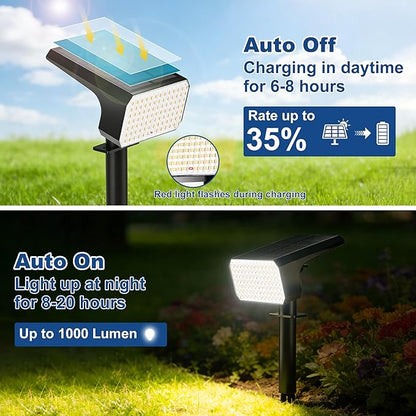 LANSOW Solar Spot Lights Outdoor Waterproof IP67, (8 Pack/90 LED/4 Modes) Solar Landscape Spotlights, 2-in-1 Solar Powered Flood Lights for Yard Garden Pathway Outside Tree, Auto ON/Off(Warm White)