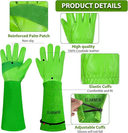 Long Gardening-Gloves Women/Men-Thorn proof Rose Pruning Heavy Duty Gauntlet, Best Garden Gifts for Gardener-L