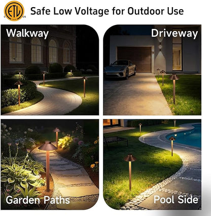 Gardenreet Outdoor Brass Pathway Lights, Warm & Neutral White Adjustable Low Voltage Landscape Path Lighting, 12v Walkway Light LED Waterproof, Copper for Outside Garden Yard with G4 Bulb (4 Pack)