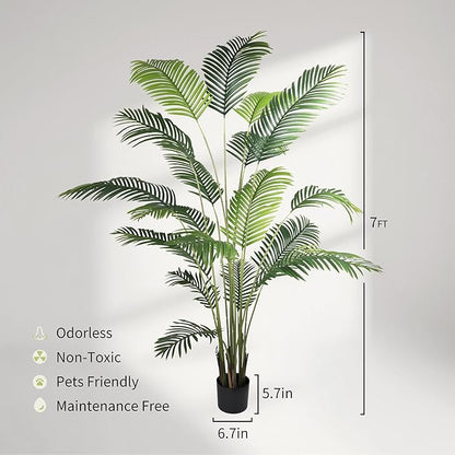 Worth Garden 82in 2-Pack Artificial Areca Palm Tree in Pot, 7ft Fake Cane Palm Silk Plant Indoor Outdoor, Dypsis Lutescens, Lifelike Faux Silk Plants Home Decor