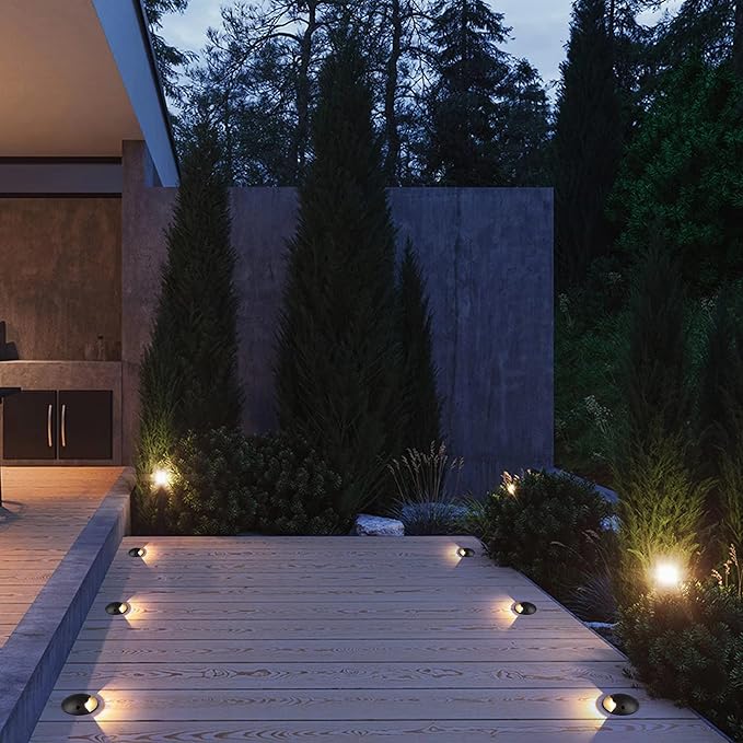 LED Well Lights Outdoor In Ground Lighting Low Voltage Landscape Lighting,2W AC/DC 12V 24V Driveway Lights Warm White Waterproof IP68 Aluminium Single Side Lighting,4PACKS