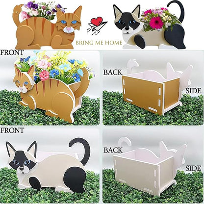 Black and White Cat Planter,Cute Cat Flower Pot,Gifts for Pet Lovers,Unique Animal Plant Pots,Office,Indoor Outdoor Garden Decor(12.5 * 5.6 * 7.8in)