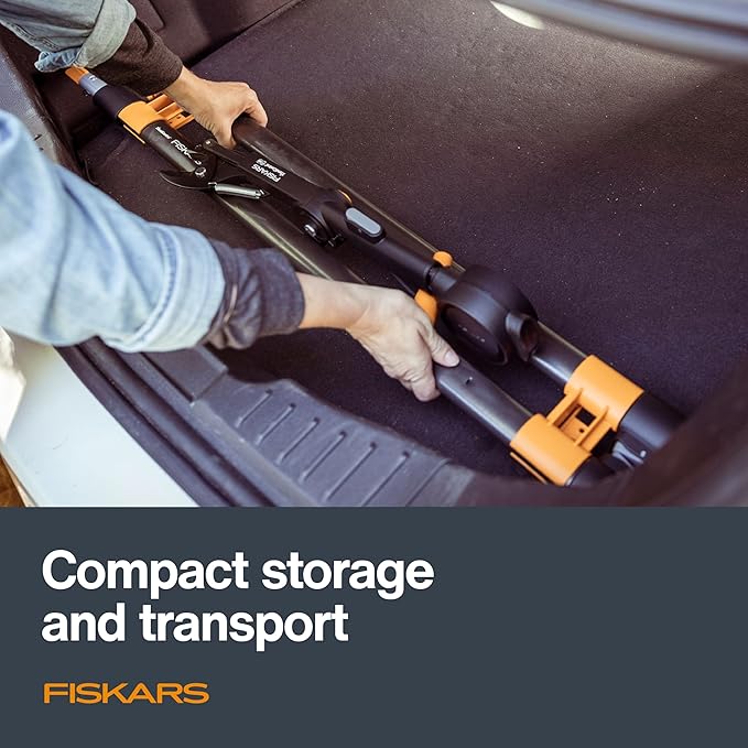 Fiskars XtendControl 14' Extendable Tree Pruner, Adjustable Pole Saw Branch Trimmer with 15" X2 Hook Bill Saw, 3-6' & 4-8' Extension Poles, and Secure Locking System for Precision Cutting