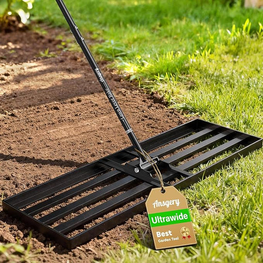 Lawn Leveling Rake 36X12 inch,78" Long Handle Level Rake ,Heavy Duty Yard Leveling Rakes Suit for Garden,Golf Lawn and Farm,Effort Saving Tool for Soil Grass Golf Field