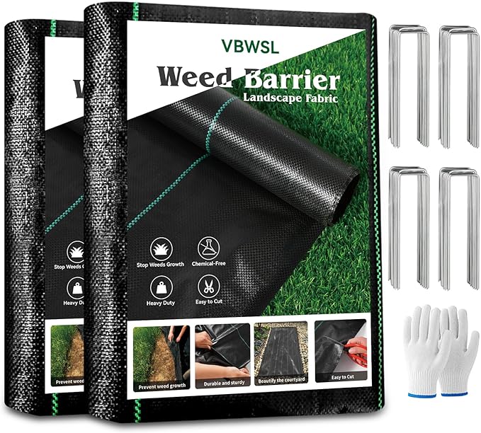 3 x 200FT Garden Landscape Fabric Weed Barrier Fabric Heavy Duty, Weed Blocker Fabric, Geotextile Fabric Under Gravel, Pathways, Driveway Fabric, Yard Landscaping Fabric Membrane(2 Pack 3x100FT)