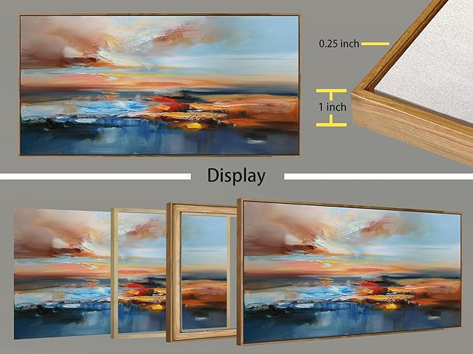 Brushart Abstract Wall Art Large Landscape Canvas Wall Art Pictures Paintings Wall Decor Living Room Textured Artwork for Dining Room Walls Bedroom Home Office, Framed 48"x24"
