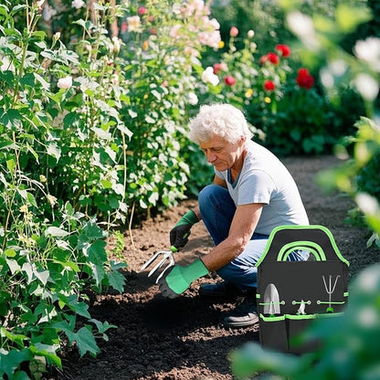 11Pcs Heavy Duty Gardening Tool Set, Shovel Stainless Steel with Non-Slip Rubber Grip, Canvas Storage Bag for Women Gardeners Pruning Shears Plant Care Weeding Tools