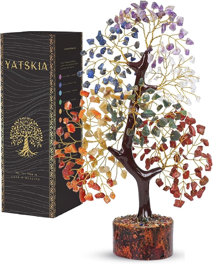 YATSKIA 7 Chakra Tree of Llife - Feng Shui Money Tree, Reiki Healing, Home Office Decor - Spiritual Gift for Women
